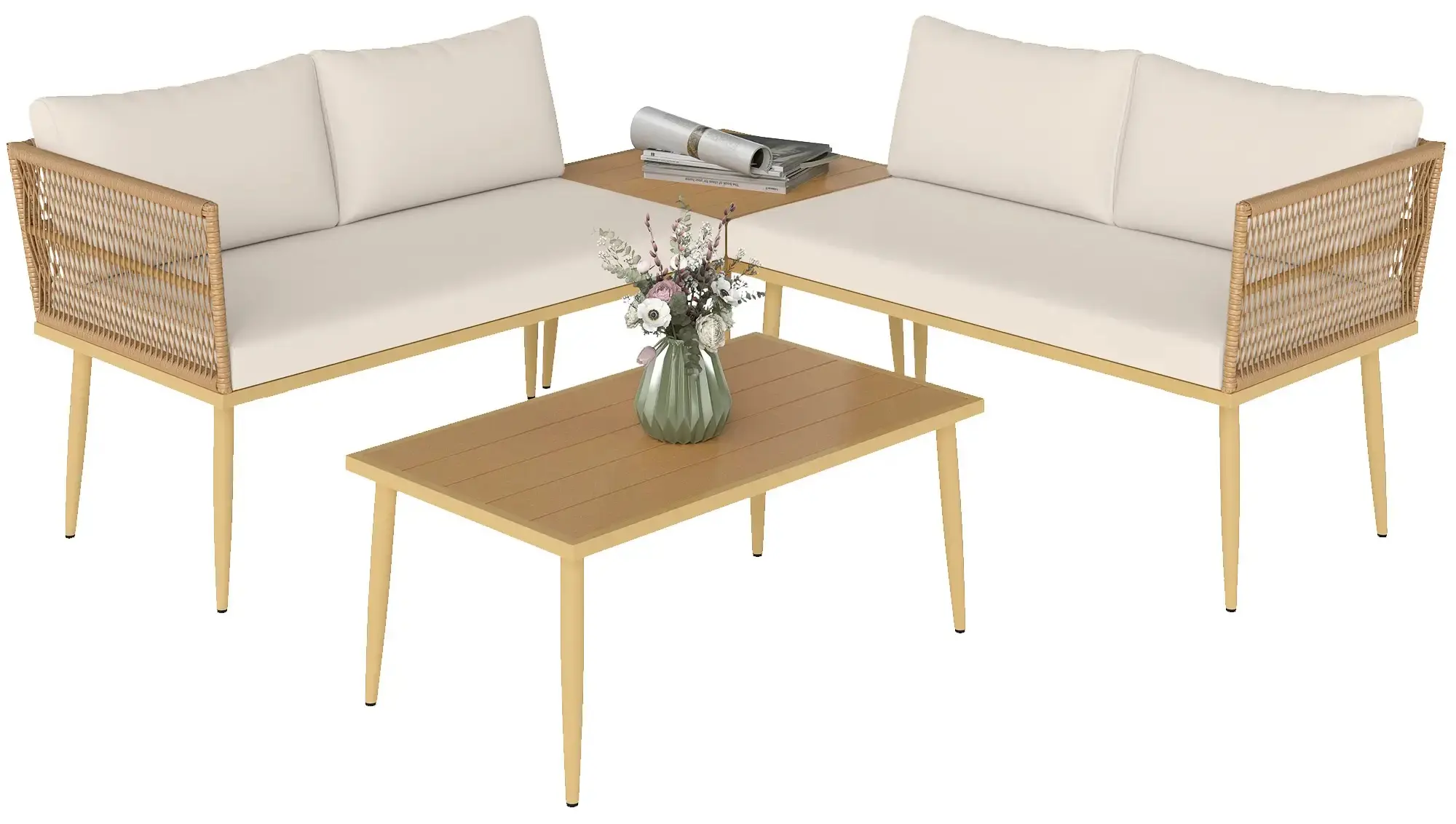 Set mobilier de gradina Outsunny 860-389V01CW (Cream White/Natural) - 2