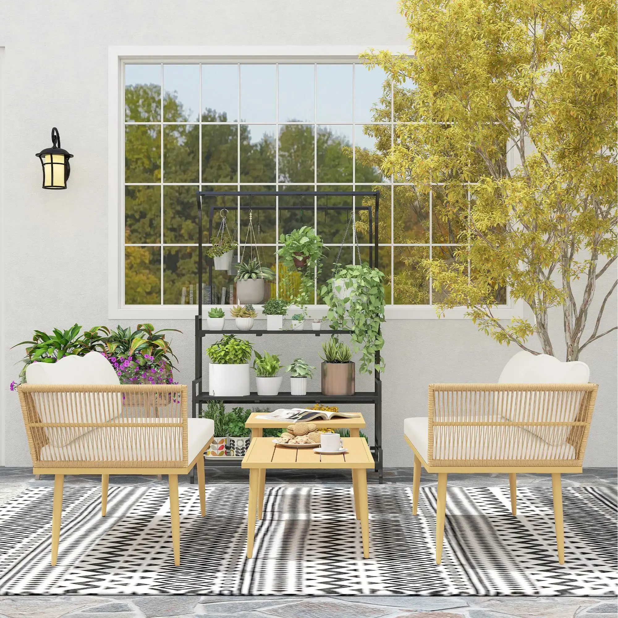 Set mobilier de gradina Outsunny 860-389V01CW (Cream White/Natural) - 7