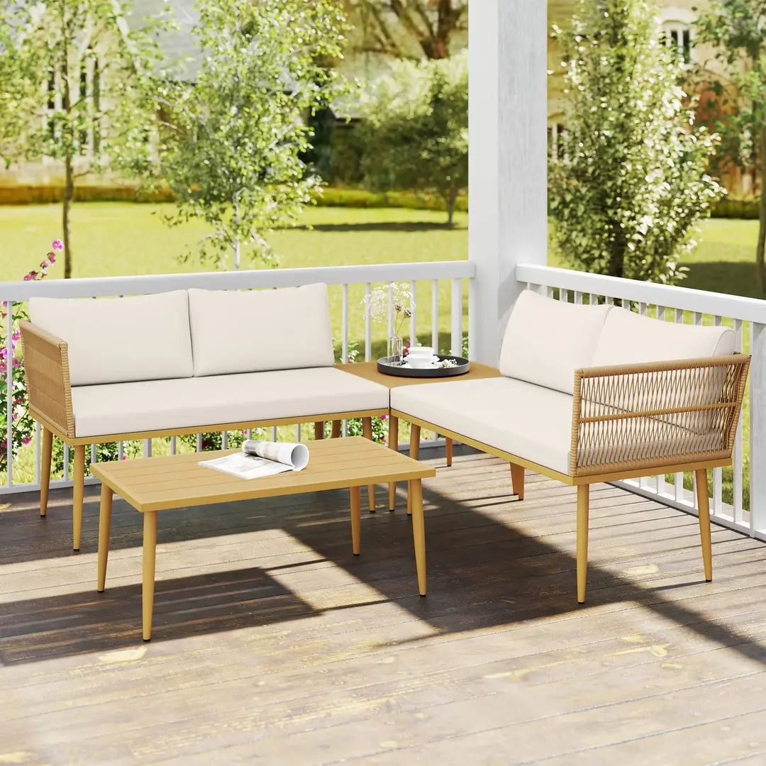 Set mobilier de gradina Outsunny 860-389V01CW (Cream White/Natural)