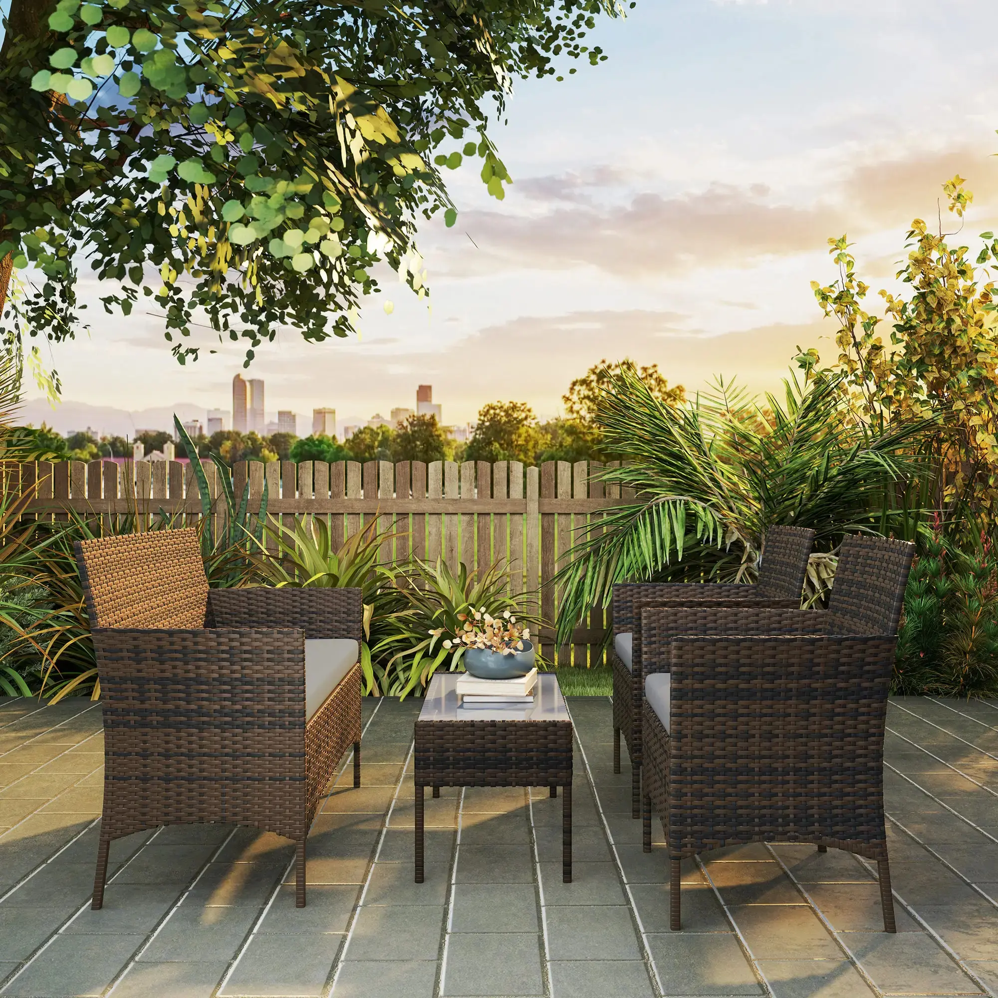 Set mobilier de gradina Outsunny 860-394V00GY (Brown/Grey) - 5