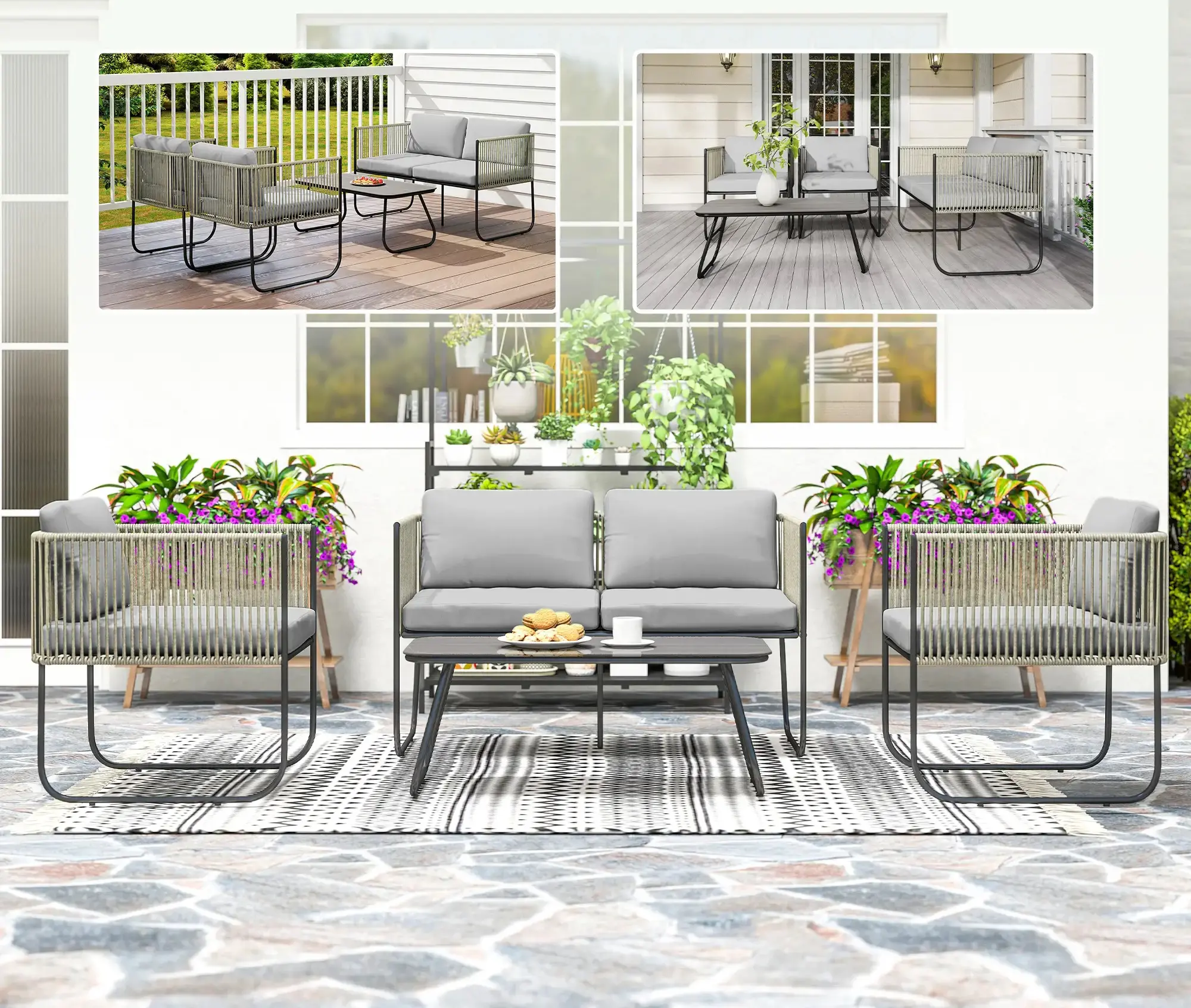 Set mobilier de gradina Outsunny 860-399V00LG (Light Grey) - 5