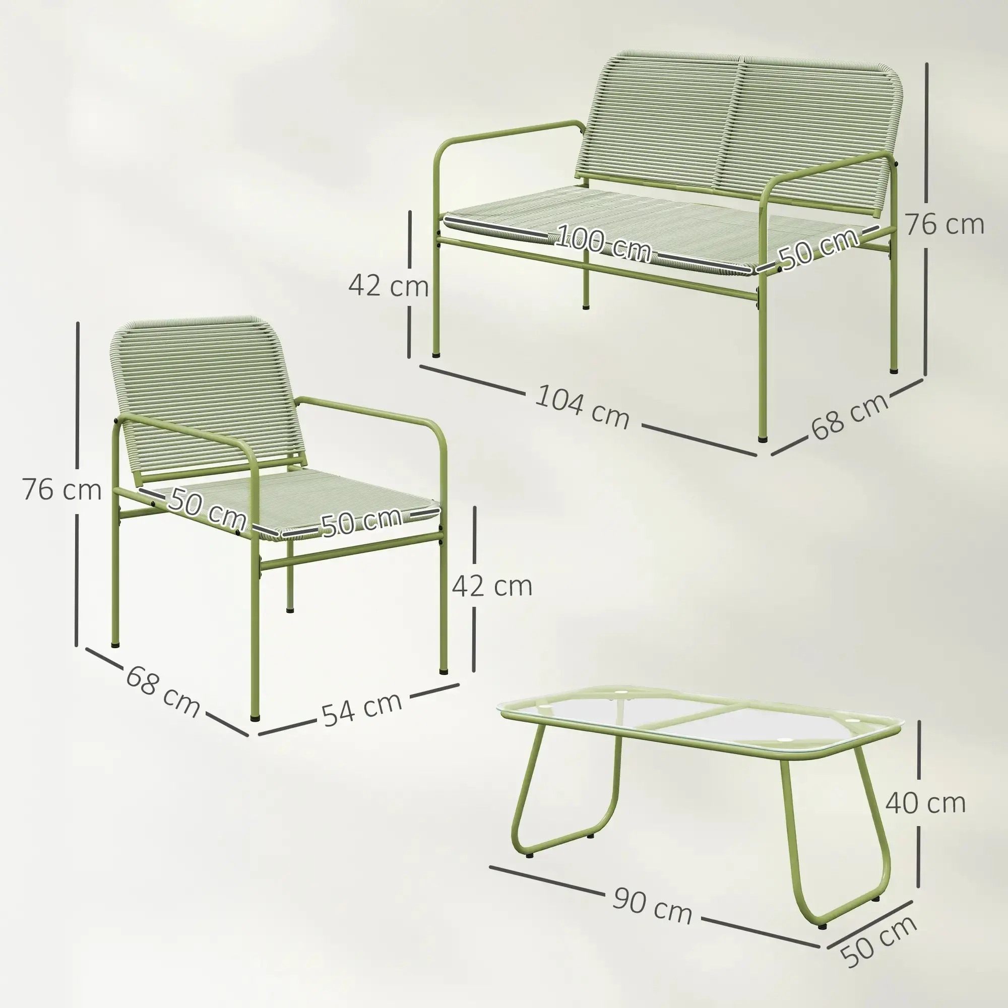 Set mobilier de gradina Outsunny 860-400V00GN (Green) - 4