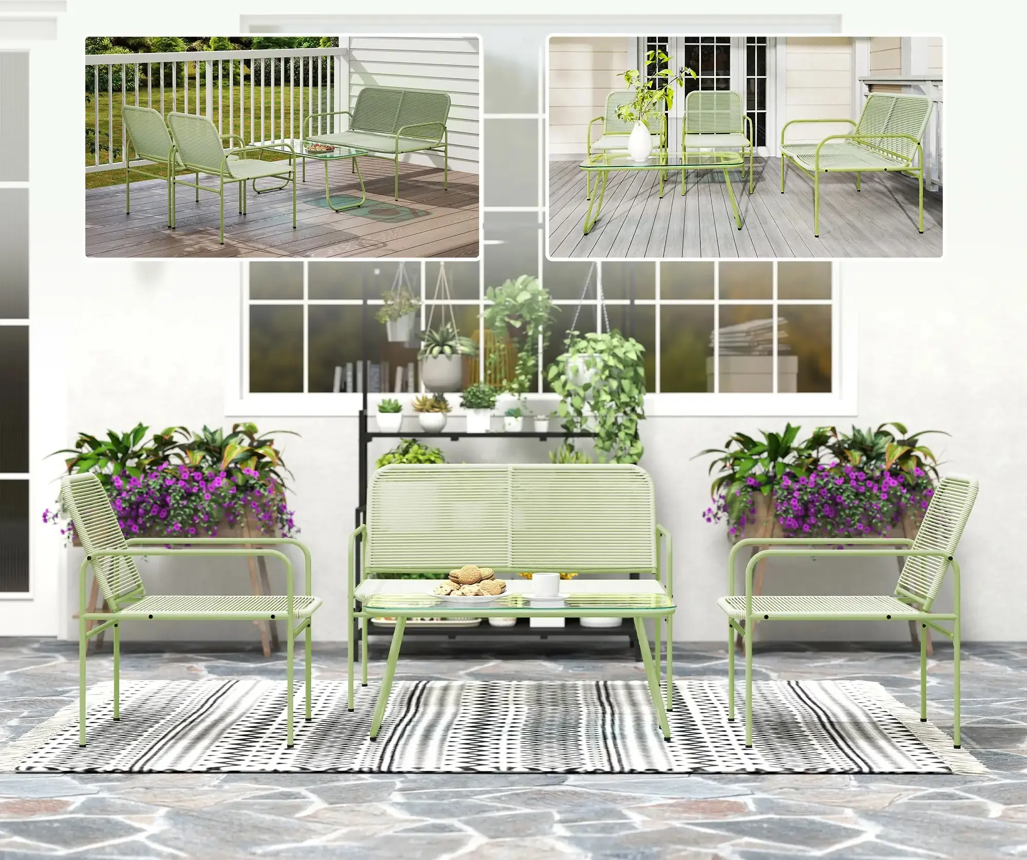 Set mobilier de gradina Outsunny 860-400V00GN (Green) - 5