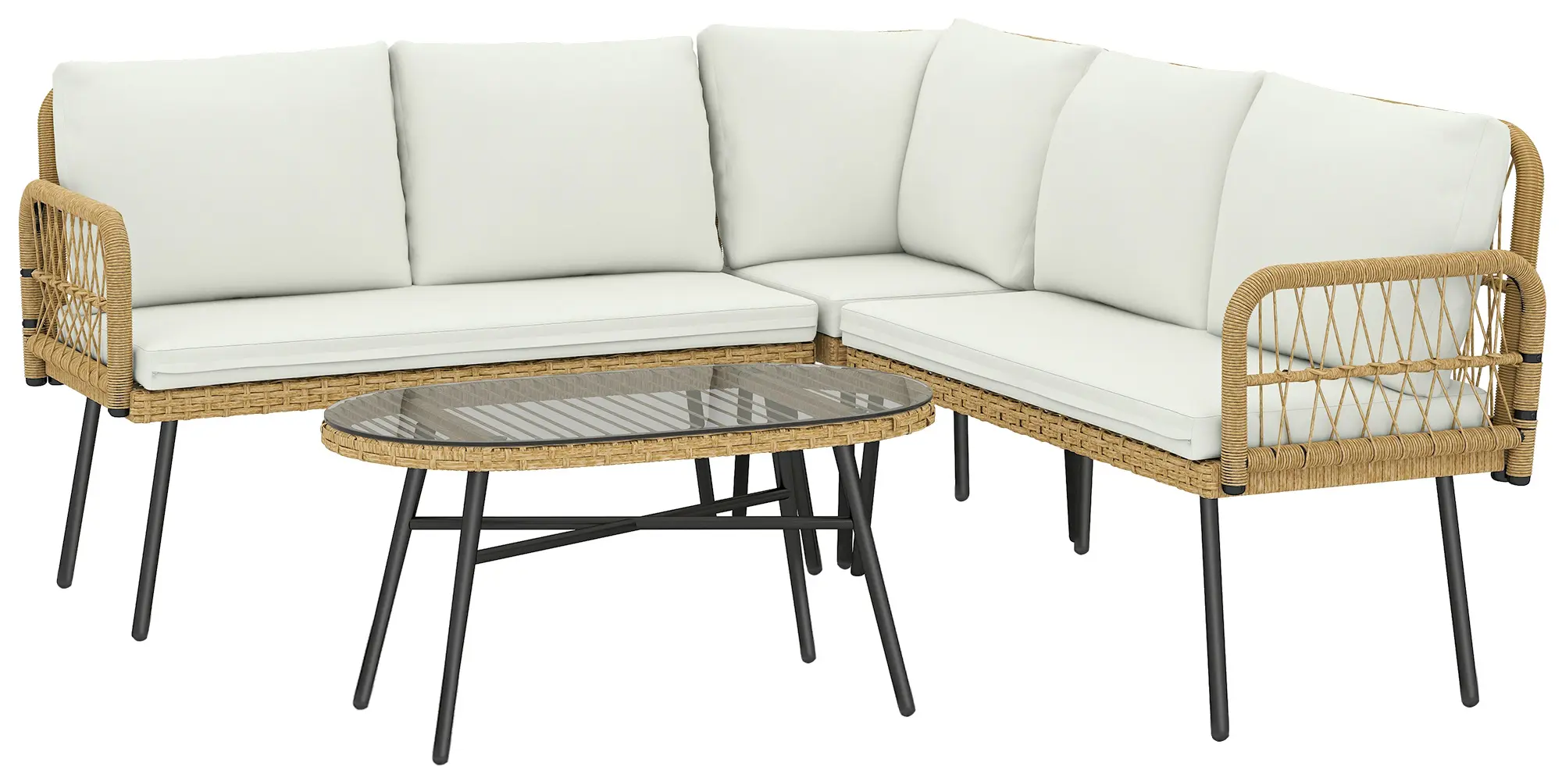 Set mobilier de gradina Outsunny 860-413V01CW (Natural/Cream) - 3