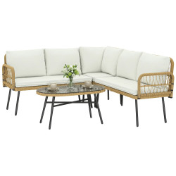 Set mobilier de gradina Outsunny 860-413V01CW (Natural/Cream)