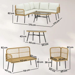 Set mobilier de gradina Outsunny 860-413V01CW (Natural/Cream) Thumb