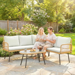 Set mobilier de gradina Outsunny 860-413V01CW (Natural/Cream) Thumb