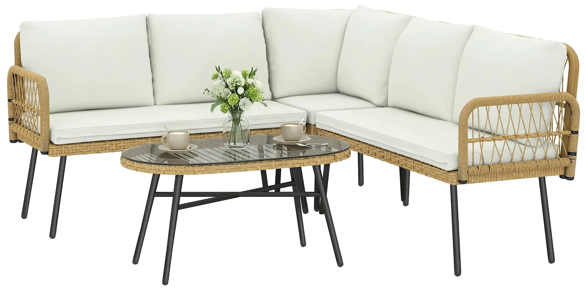 Set mobilier de gradina Outsunny 860-413V01CW (Natural/Cream)