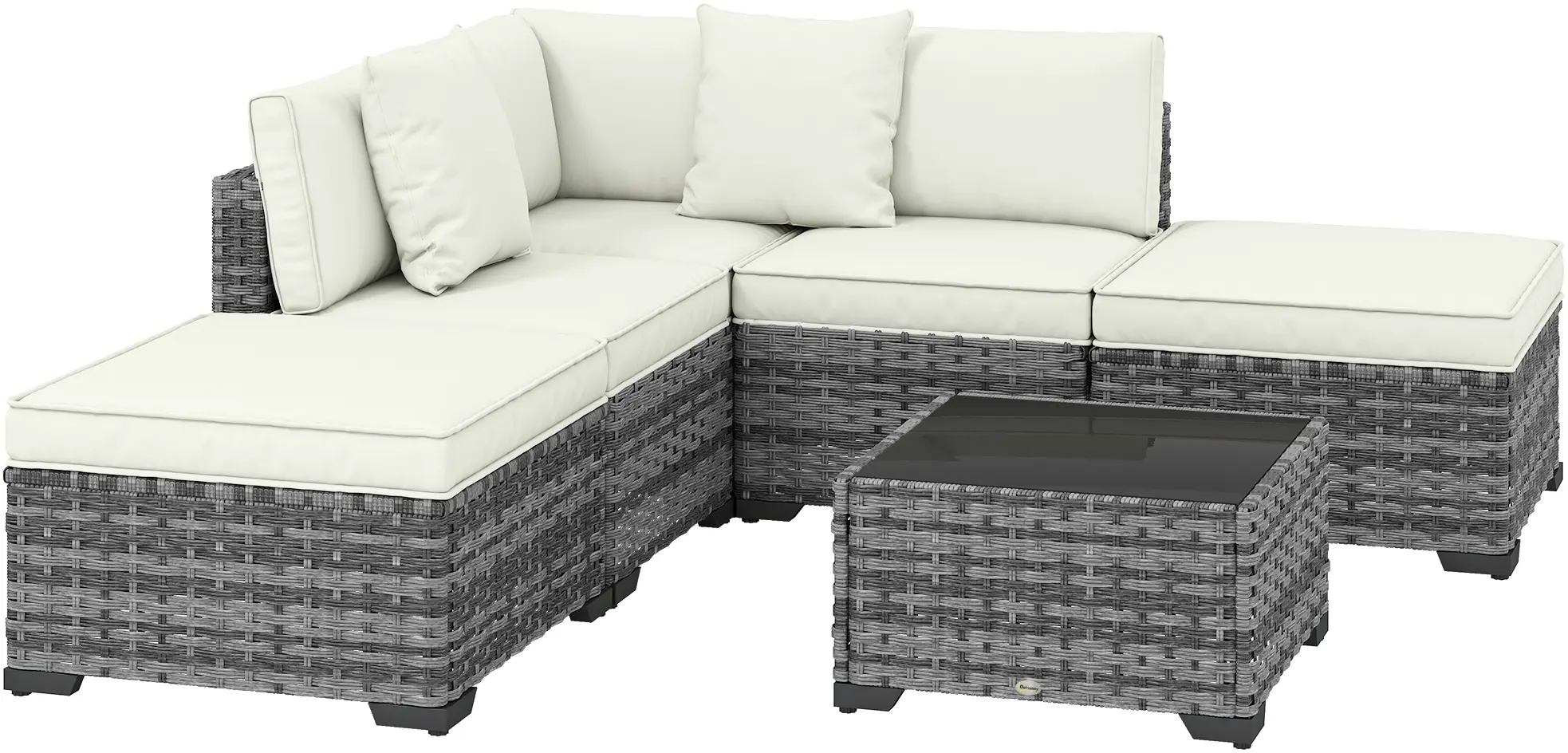 Комплект садовой мебели Outsunny 860-415V00GG (Grey/White Cream/Black) - 2