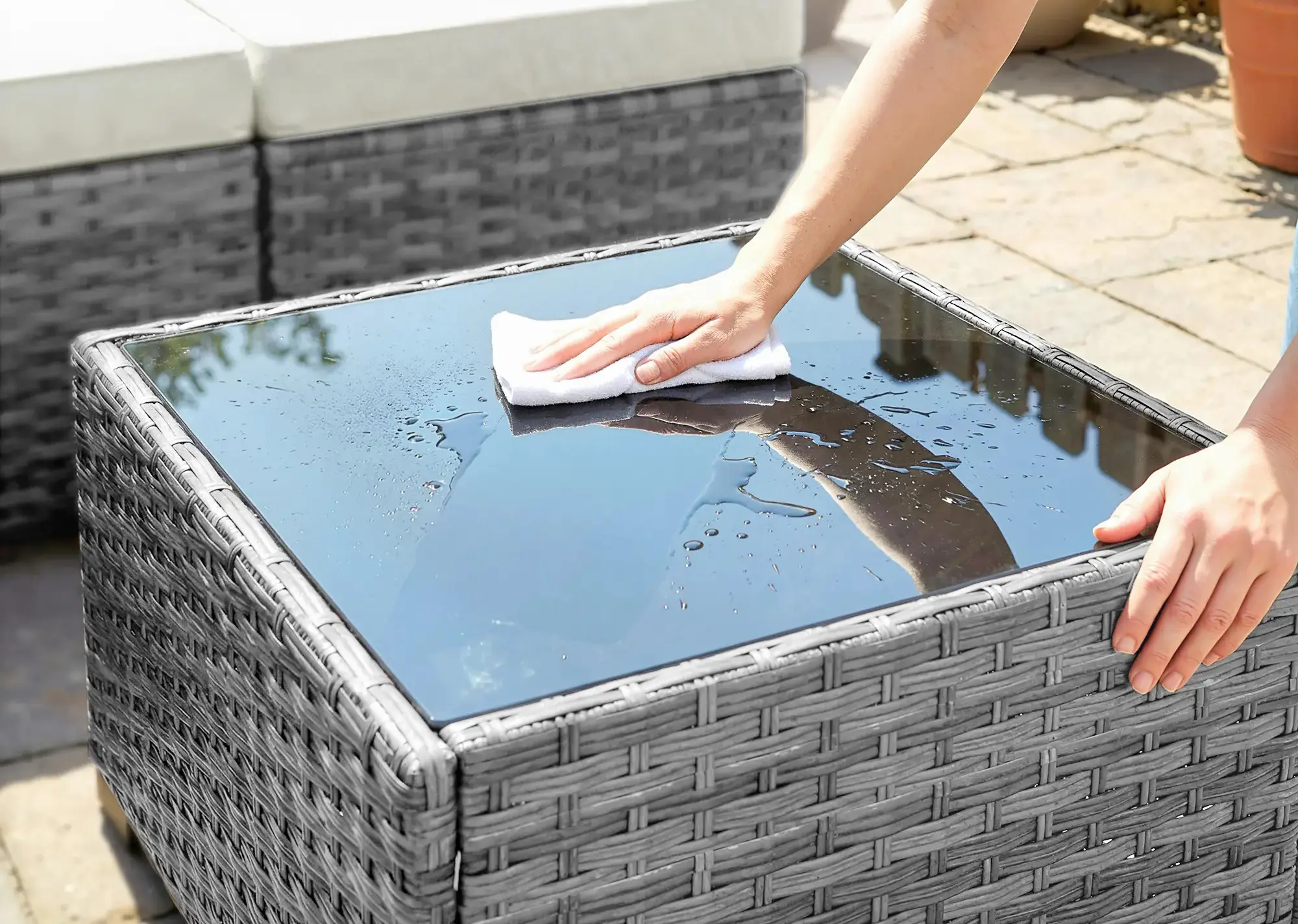 Комплект садовой мебели Outsunny 860-415V00GG (Grey/White Cream/Black) - 3