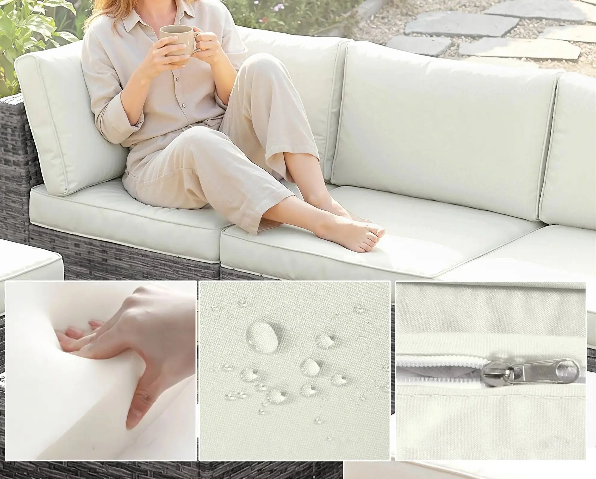 Комплект садовой мебели Outsunny 860-415V00GG (Grey/White Cream/Black) - 5