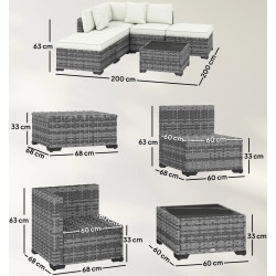 Комплект садовой мебели Outsunny 860-415V00GG (Grey/White Cream/Black) Thumb