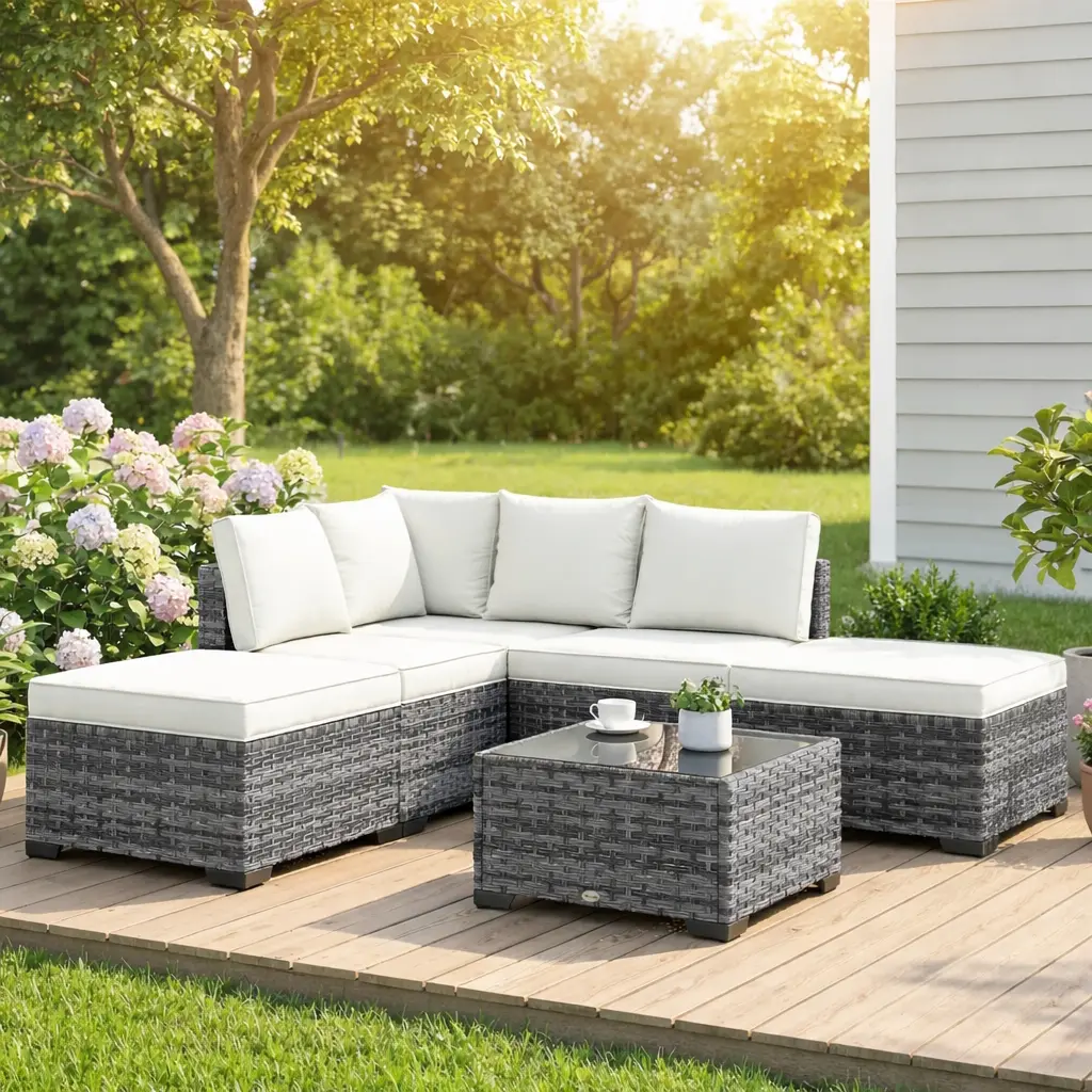 Комплект садовой мебели Outsunny 860-415V00GG (Grey/White Cream/Black)