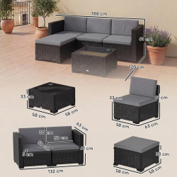Set mobilier de gradina Outsunny 860-417V00GY (Grey/Black) Thumb