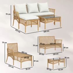 Комплект садовой мебели Outsunny 860-428V00CW (Cream White/Natural) Thumb