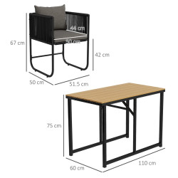 Комплект садовой мебели Outsunny 861-082V00BK (Black/Natural) Thumb