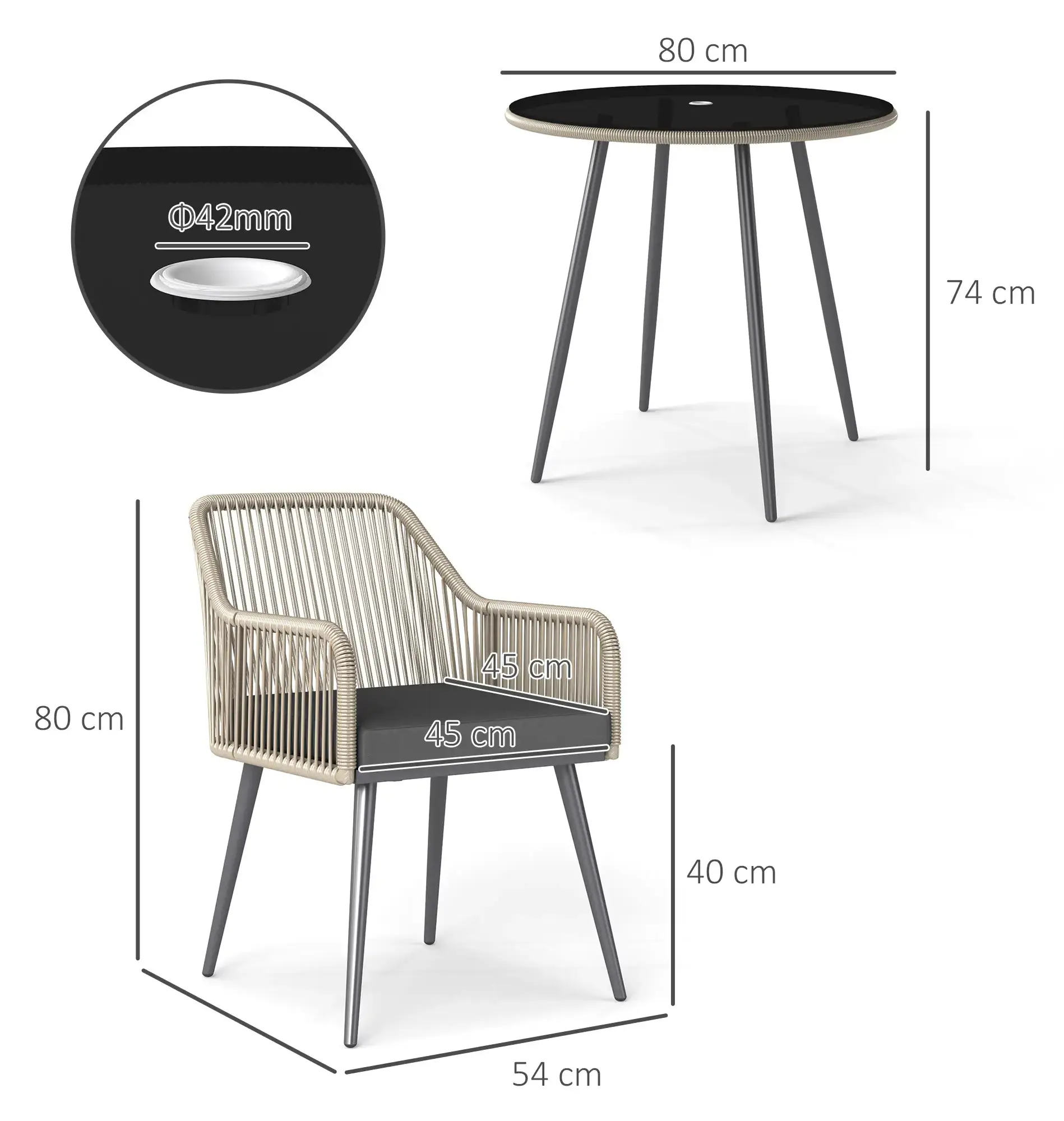 Комплект садовой мебели Outsunny 861-100V00LR (Light Brown/Grey) - 5