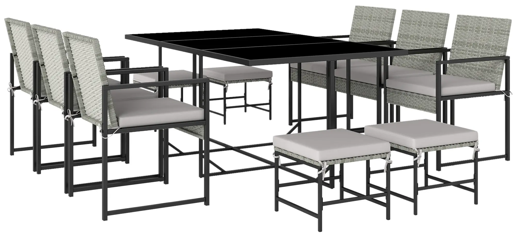 Комплект садовой мебели Outsunny 861-122V00LG (Grey/Black) - 2