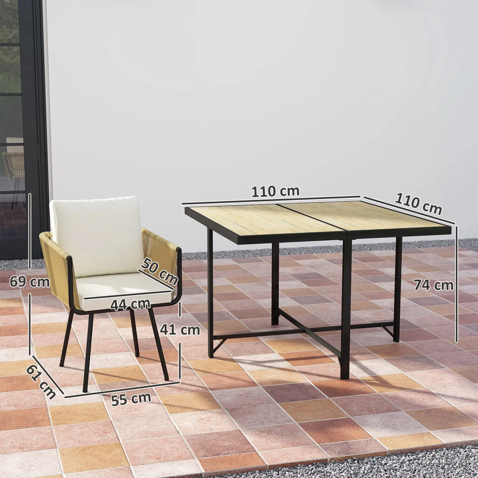 Set mobilier de gradina Outsunny 861-131V00BG (Natural/Beige) - 4