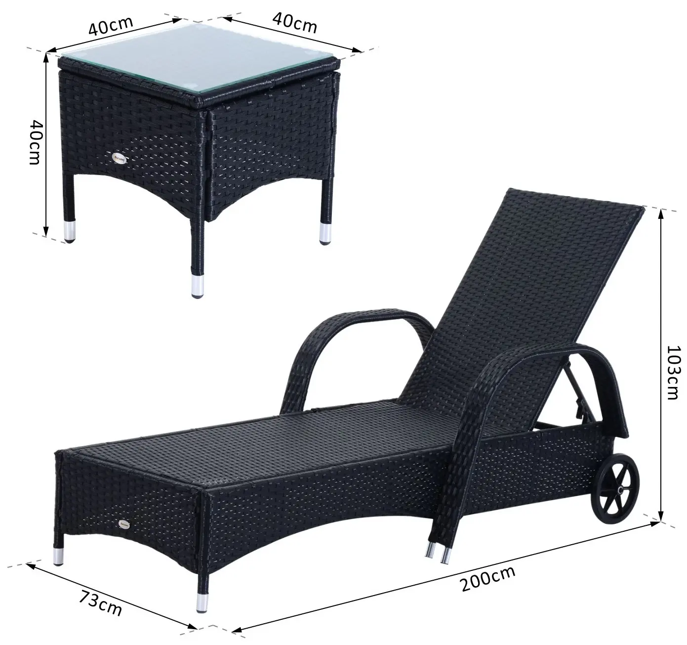 Комплект садовой мебели Outsunny 862-011BK (Black/Cream) - 3