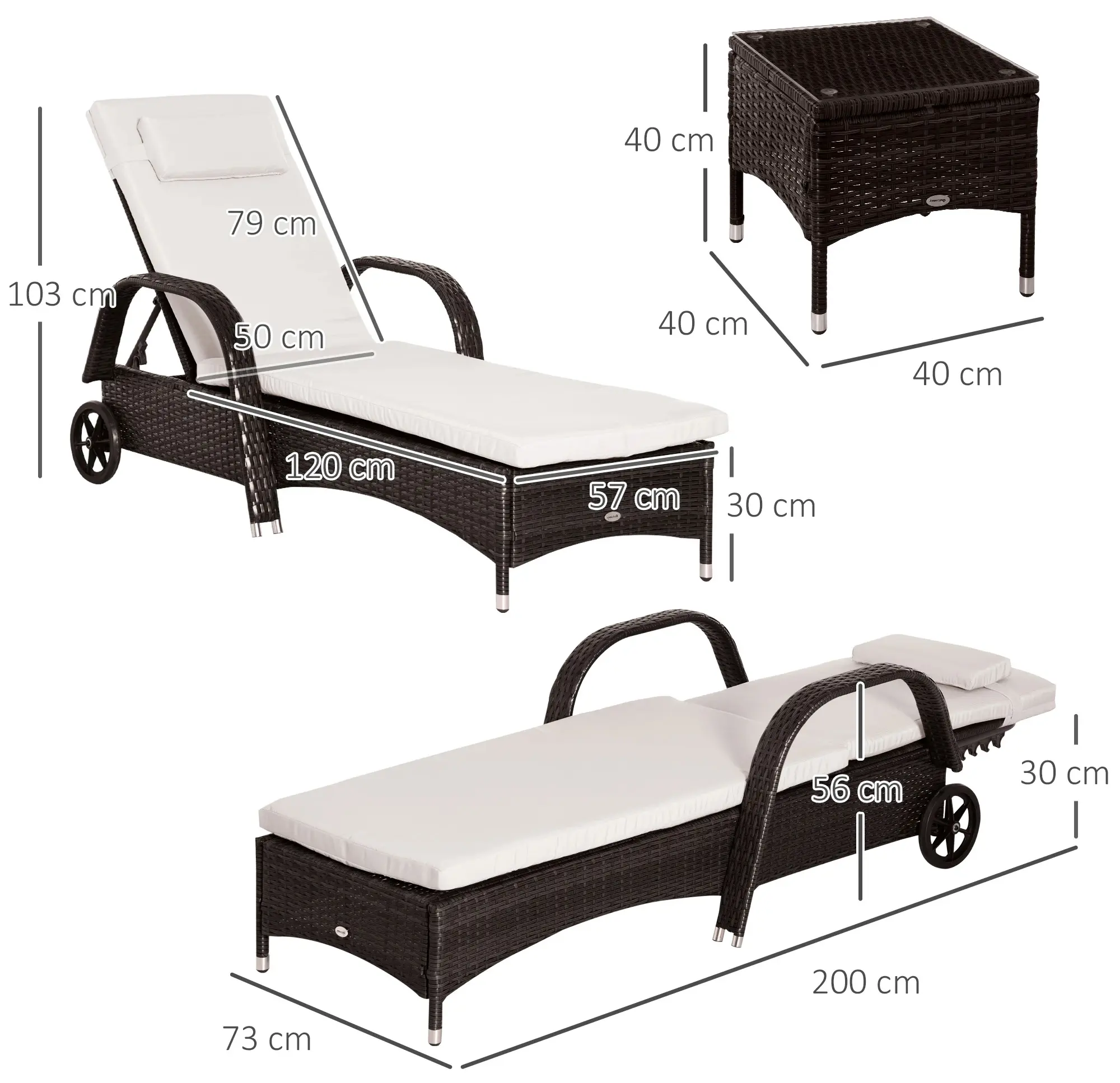 Комплект садовой мебели Outsunny 862-011BN (Brown/Cream White) - 3