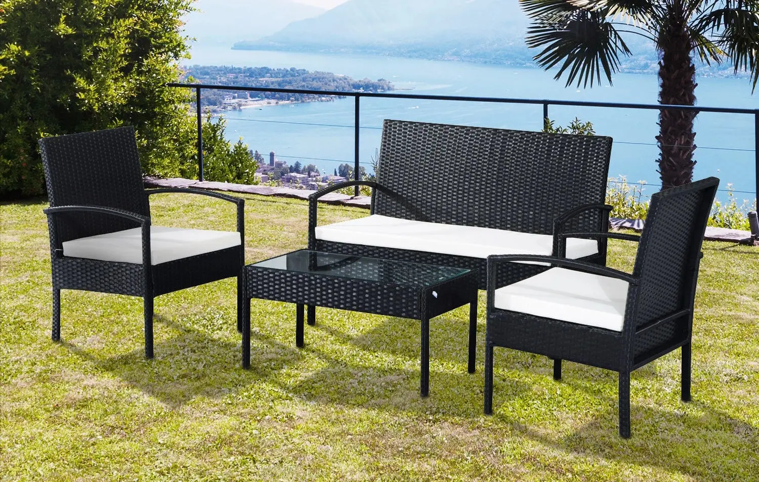 Set mobilier de gradina Outsunny 863-024 (Black/Cream)