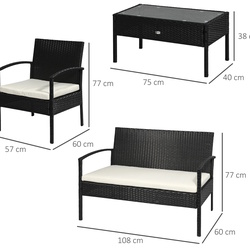 Set mobilier de gradina Outsunny 863-024 (Black/Cream) Thumb