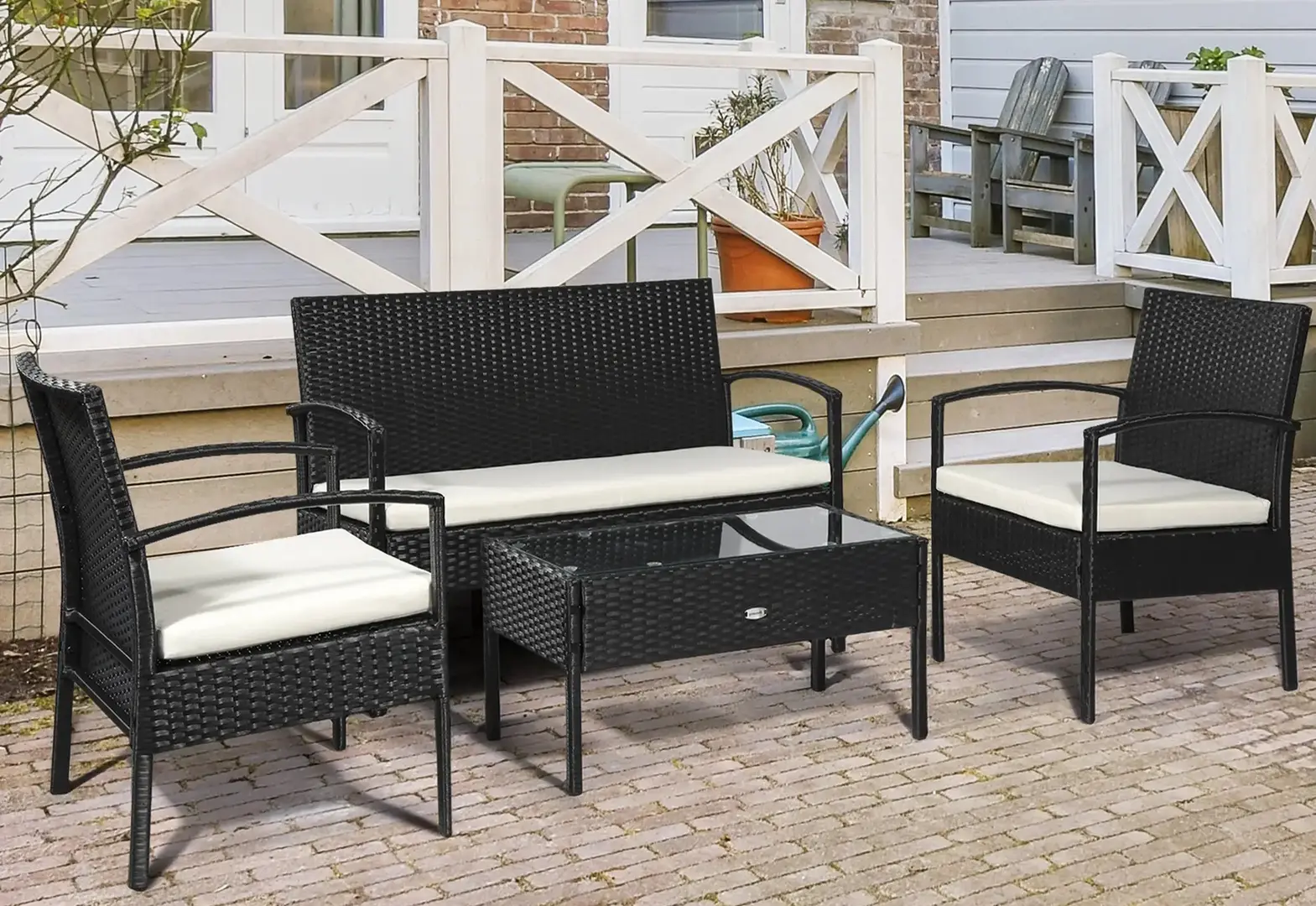Set mobilier de gradina Outsunny 863-024 (Black/Cream)