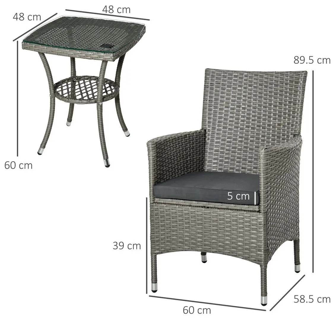 Комплект садовой мебели Outsunny 863-033V01 (Grey) - 6