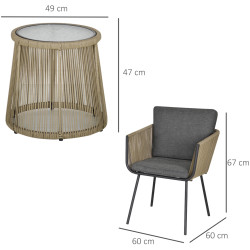 Set mobilier de gradina Outsunny 863-066 (Khaki/Grey) Thumb