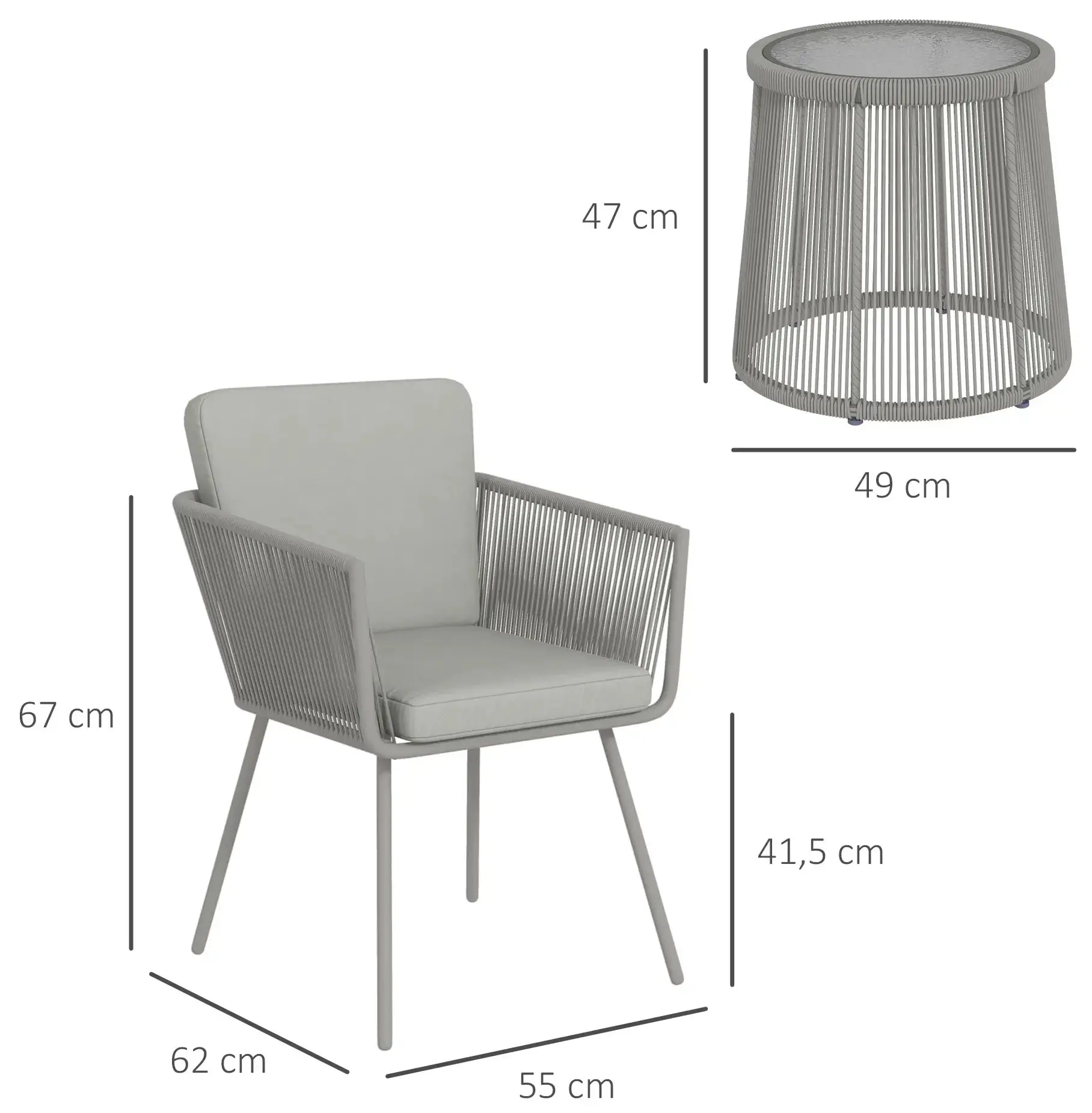 Set mobilier de gradina Outsunny 863-066V00LG (Light Grey) - 5