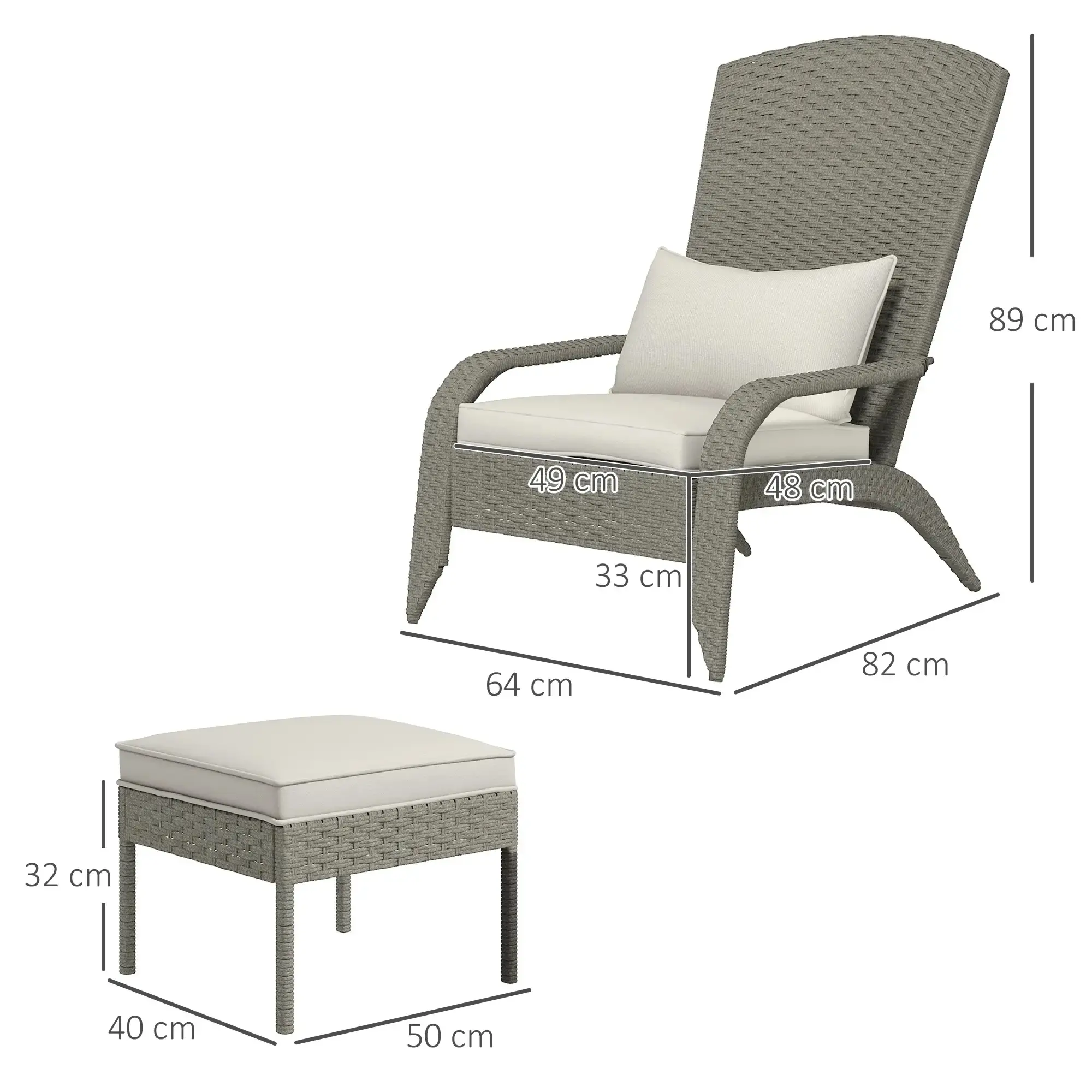 Set mobilier de gradina Outsunny 867-173V01CW (Grey/Cream White) - 4