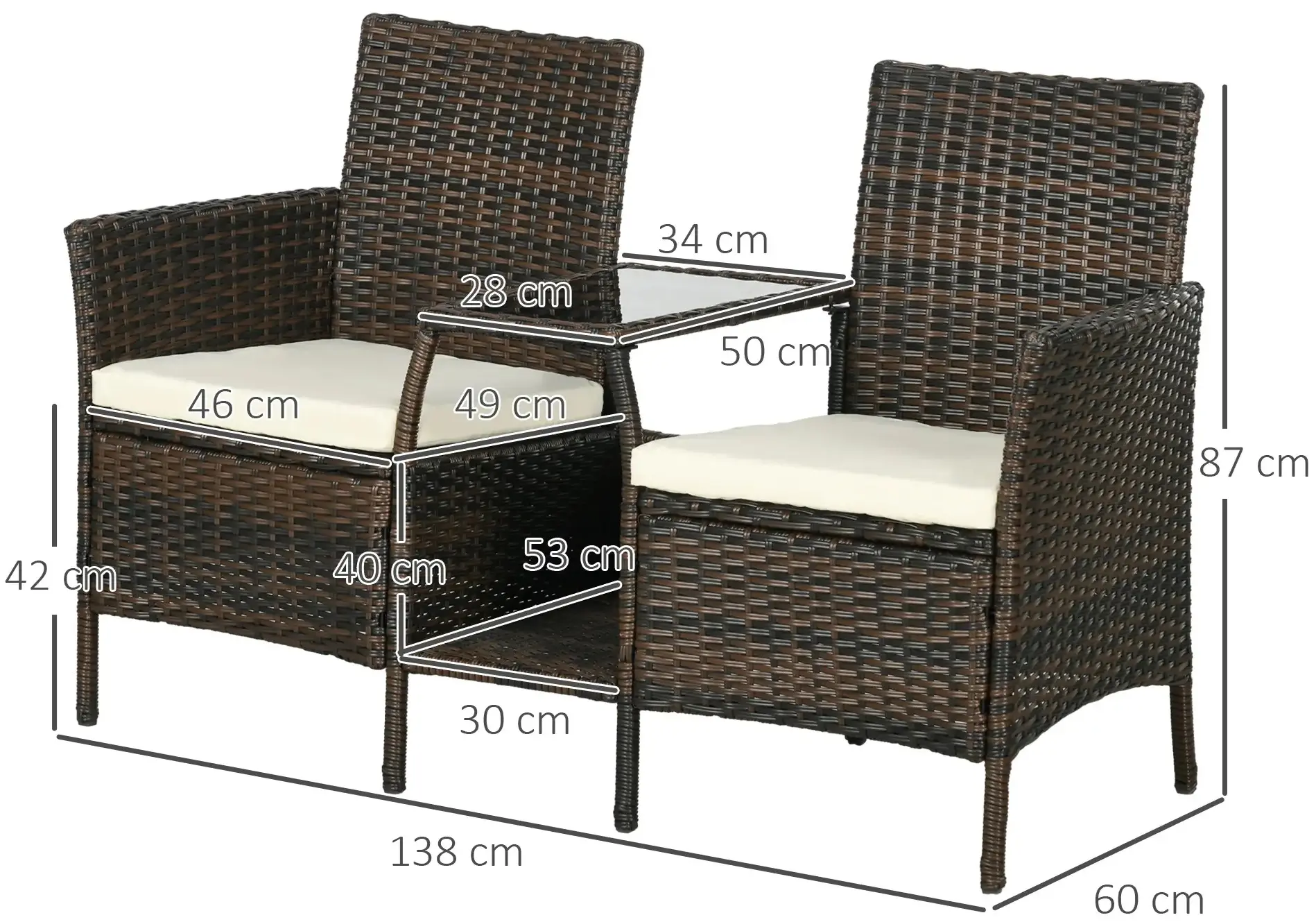 Комплект садовых кресел Outsunny 867-180V00MB (Brown) - 4