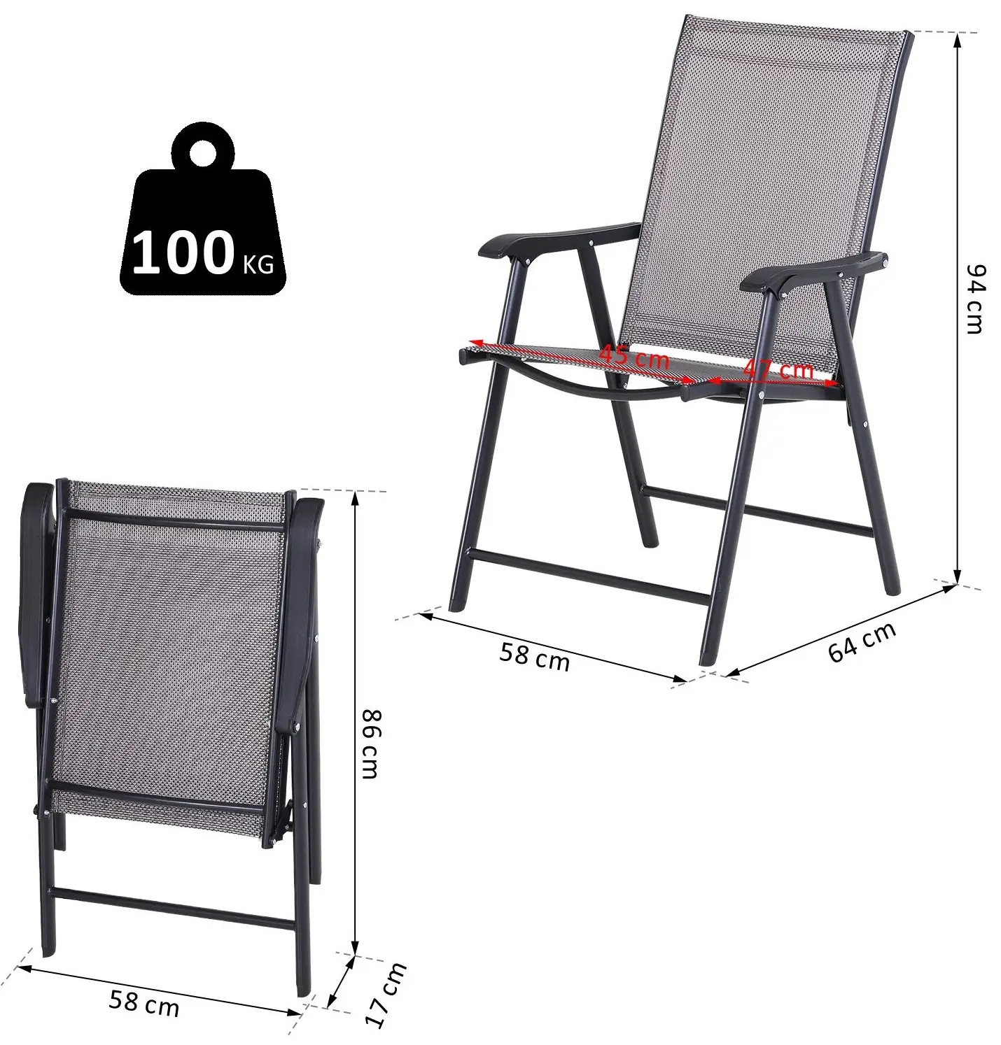 Set scaune de gradina Outsunny 84B-381GY (Grey/Black) - 4