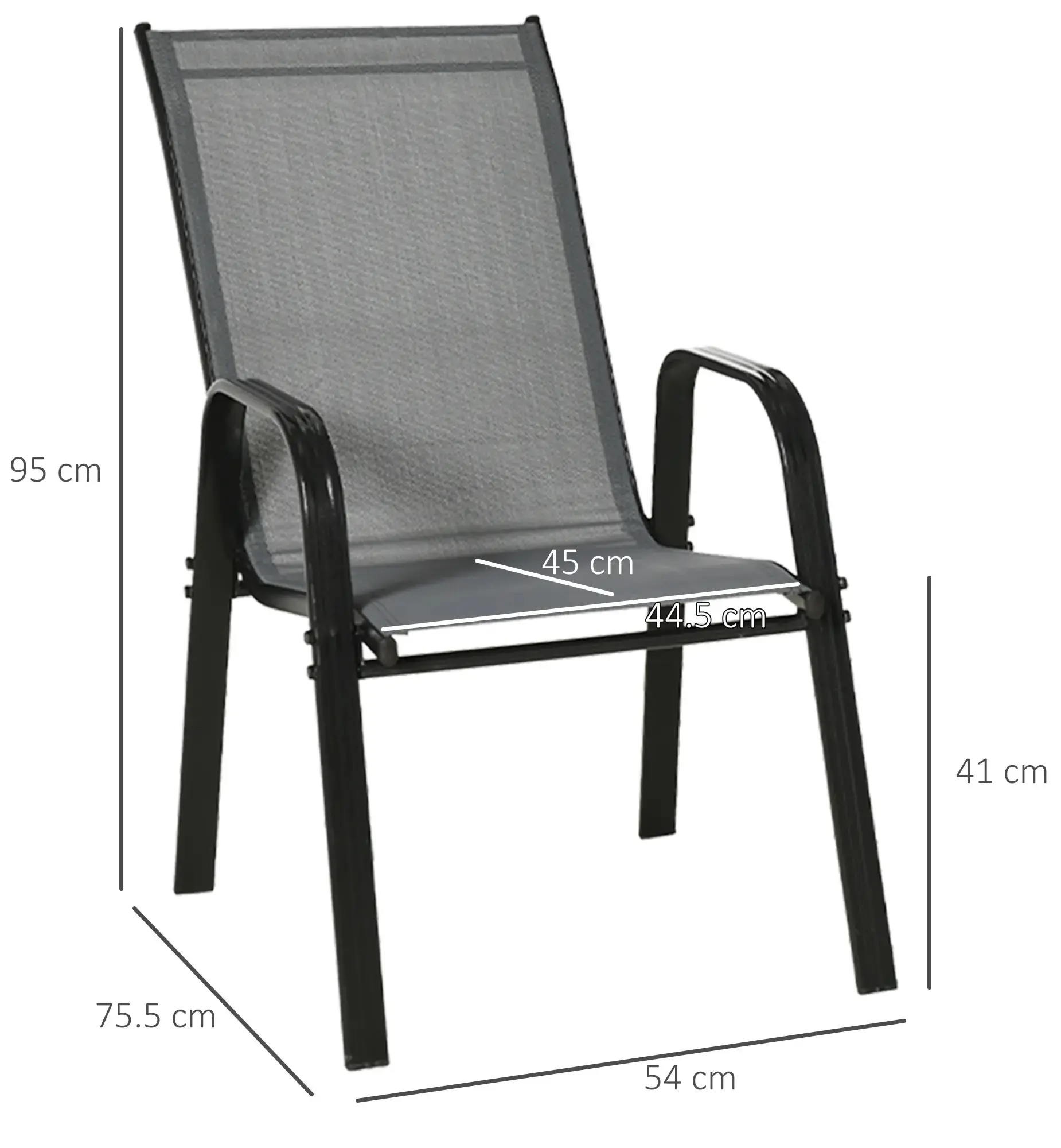 Комплект садовых стульев Outsunny 84B-925CG (Grey/Black) - 3