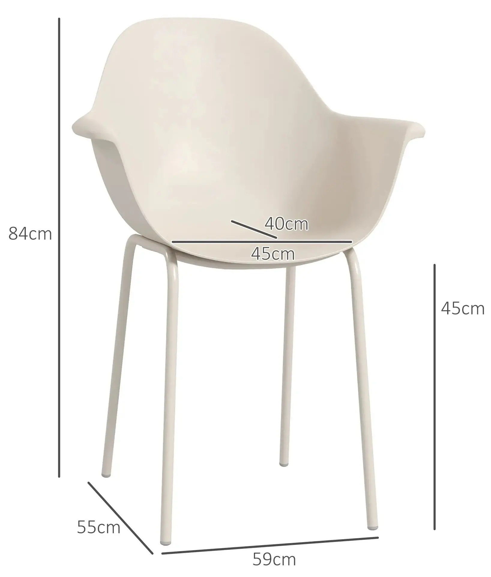 Комплект садовых стульев Outsunny 84G-233V00GY 4шт (Grey) - 6