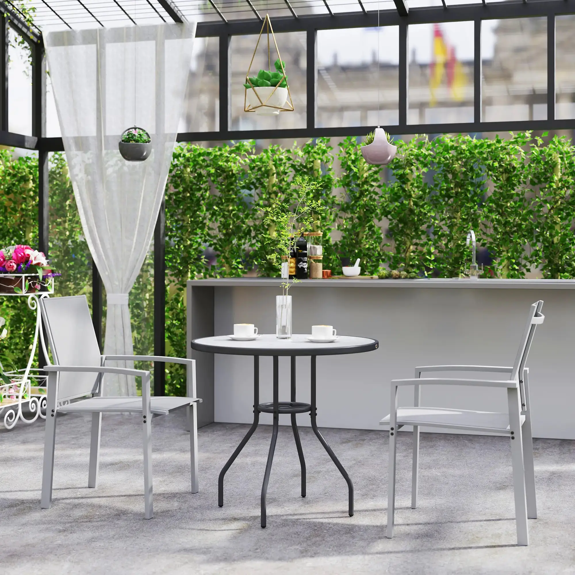 Комплект садовых стульев Outsunny 84G-592V00LG (Light Grey) - 6