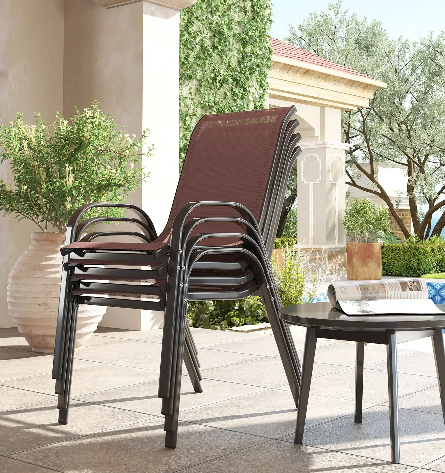 Set scaune de gradina Outsunny 84G-668V01DR (Dark Brown) - 4