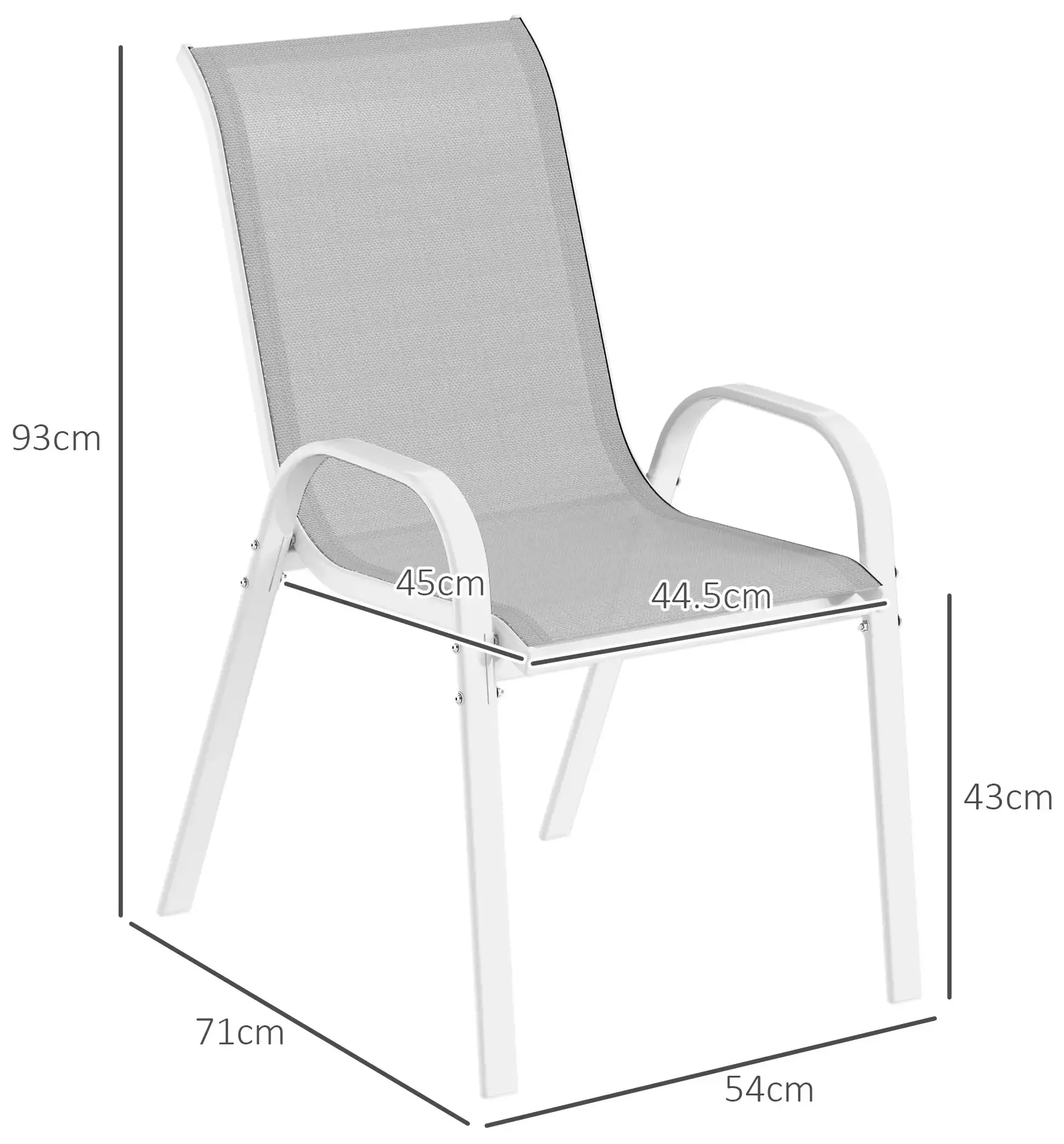 Комплект садовых стульев Outsunny 84G-668V01WT (Grey/White) - 4