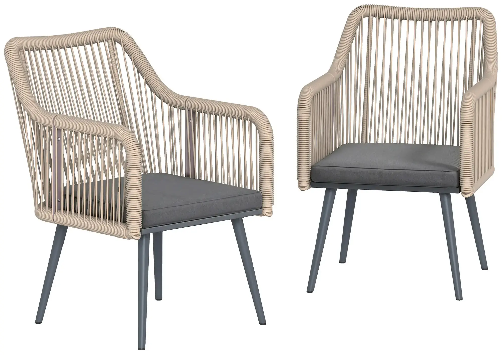 Set scaune de gradina Outsunny 84G-881V00CG 2pcs (Dark Grey/Light Brown) - 2