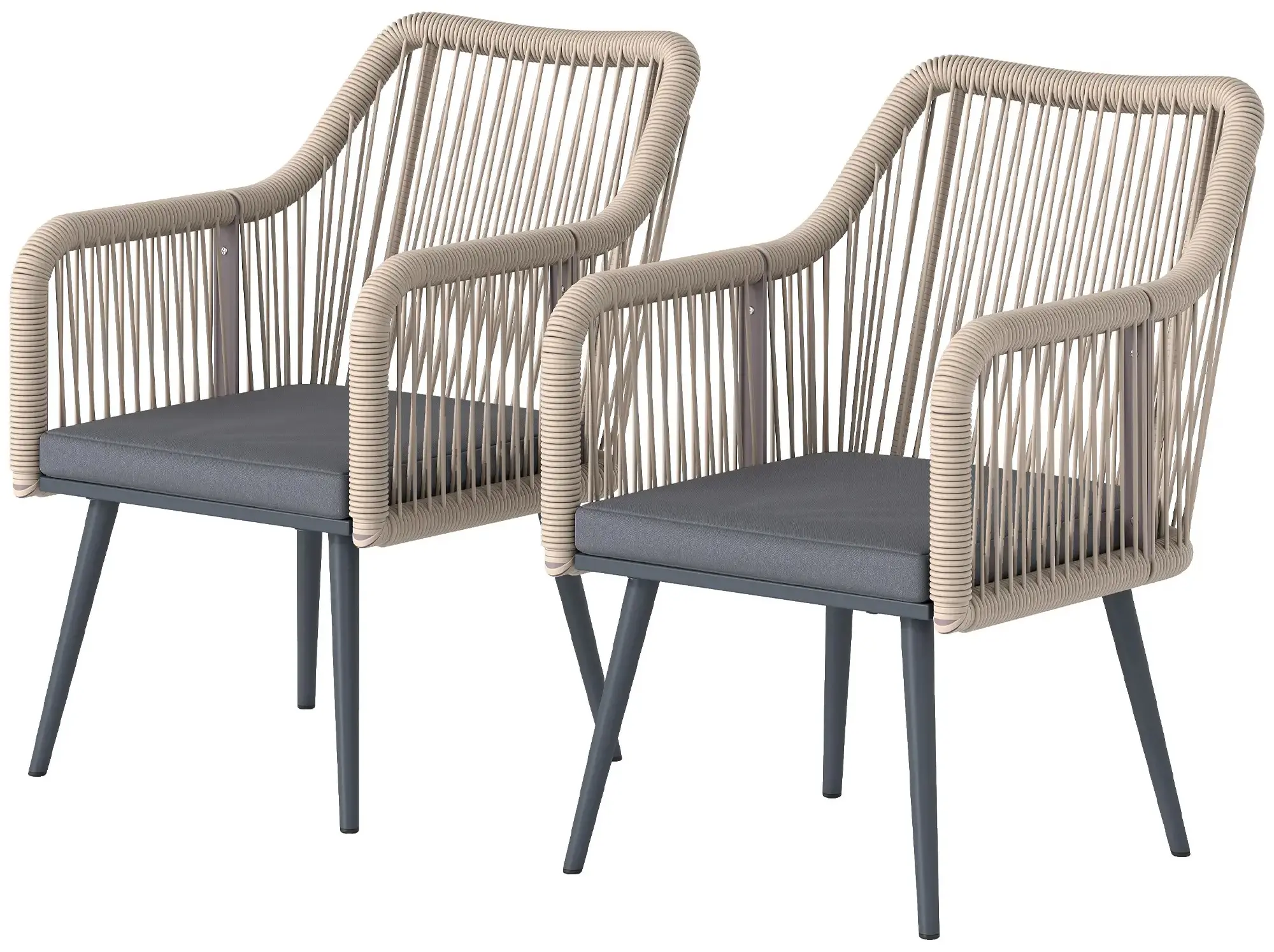 Set scaune de gradina Outsunny 84G-881V00CG 2pcs (Dark Grey/Light Brown) - 3