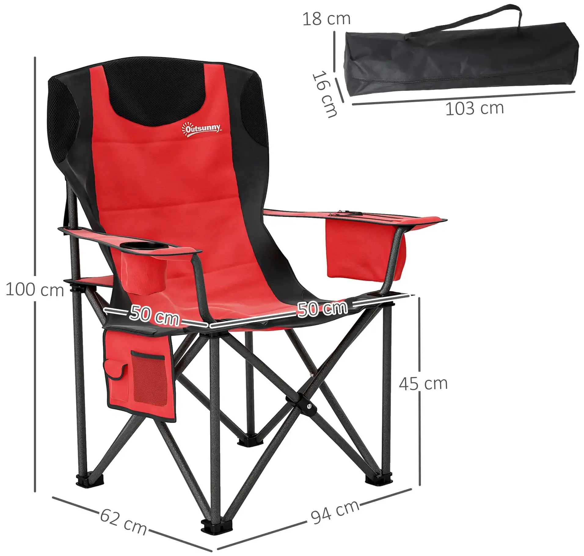 Комплект садовых стульев Outsunny A20-510V00RD (Red/Black) - 4