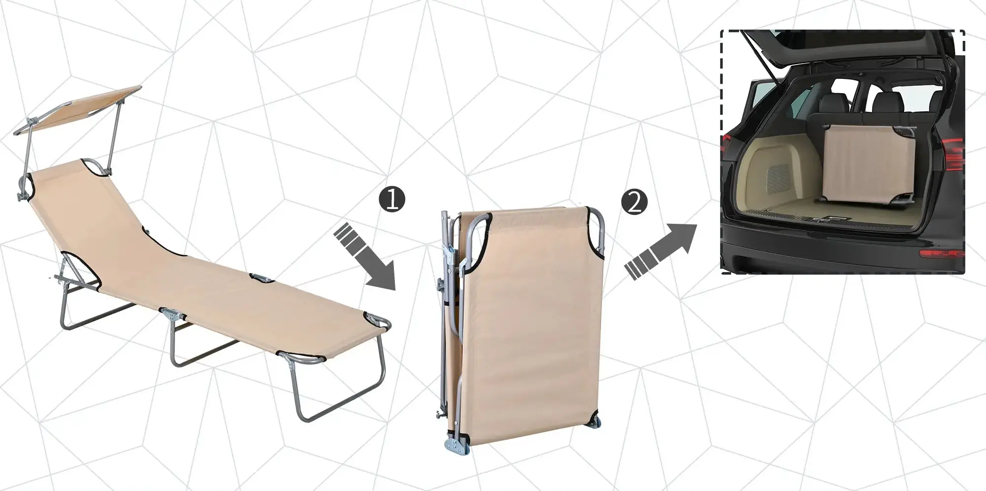 Комплект шезлонгов Outsunny 84B-001V01BN (Beige) - 6