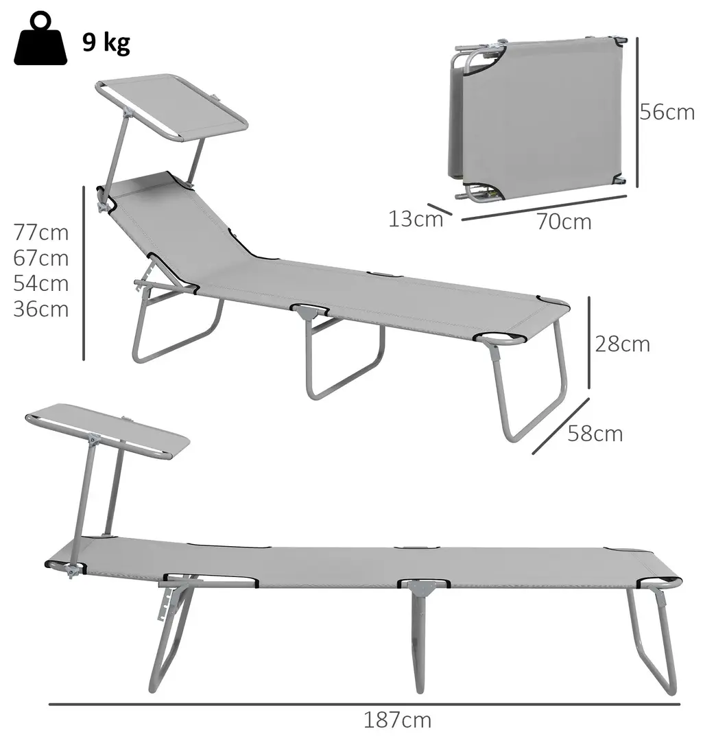 Комплект шезлонгов Outsunny 84B-001V01LG (Light Grey) - 4