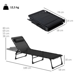 Комплект шезлонгов Outsunny 84B-206V02BK (Black) Thumb