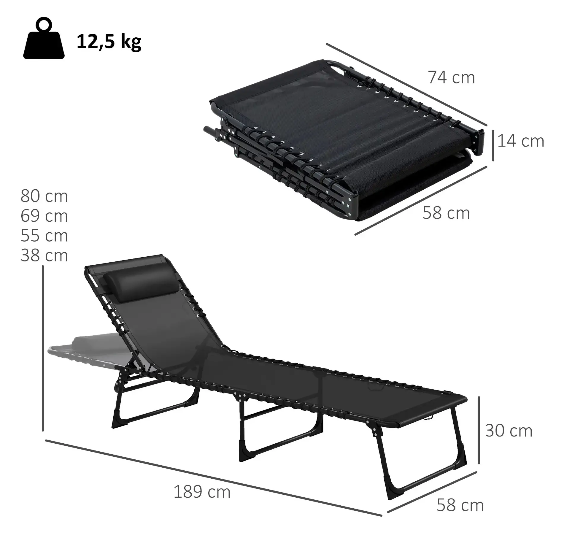 Комплект шезлонгов Outsunny 84B-206V02BK (Black) - 4