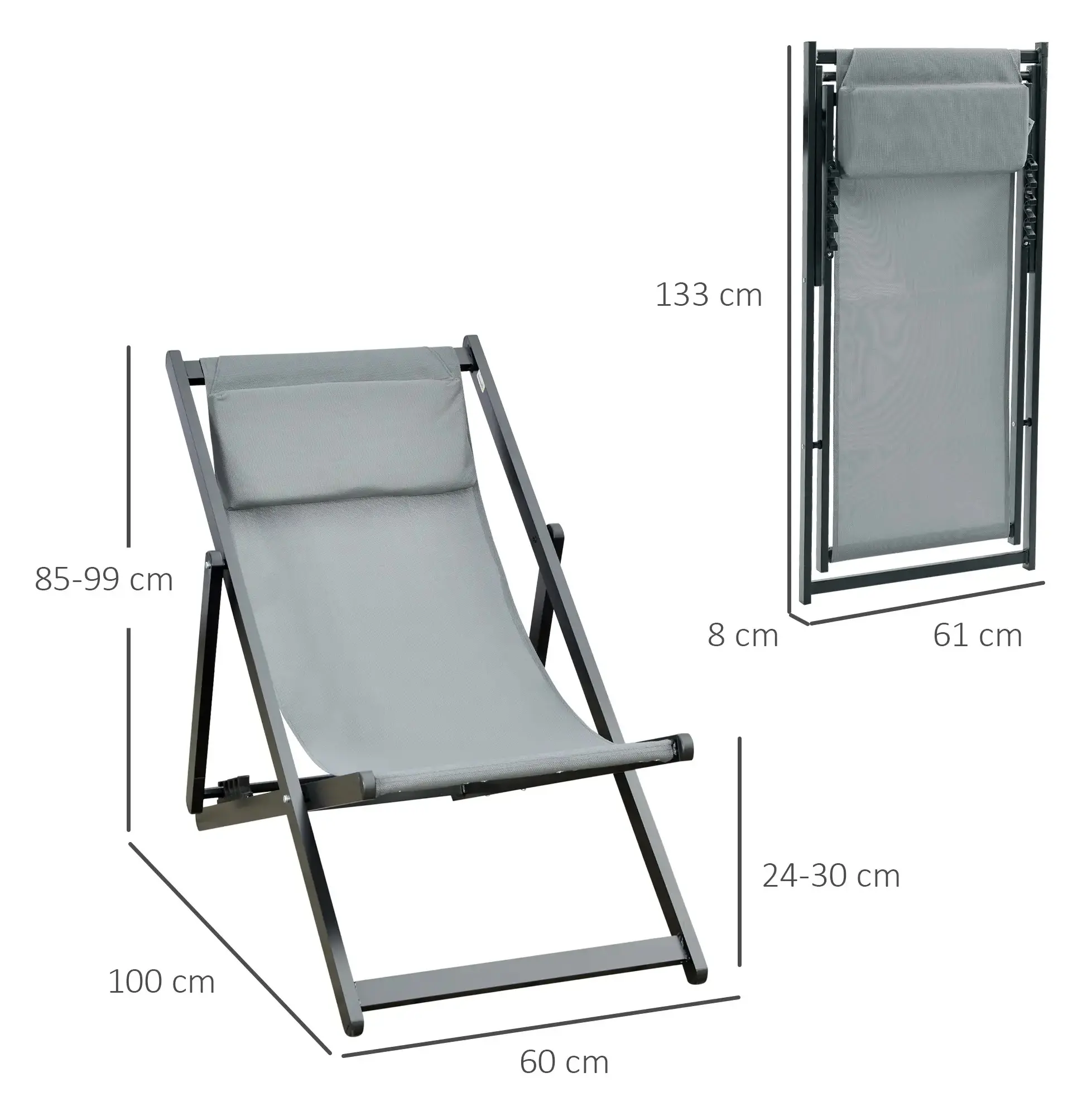 Комплект шезлонгов Outsunny 84B-342V01CG (Dark Grey) - 3