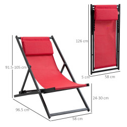 Комплект шезлонгов Outsunny 84B-342WR (Red) Thumb