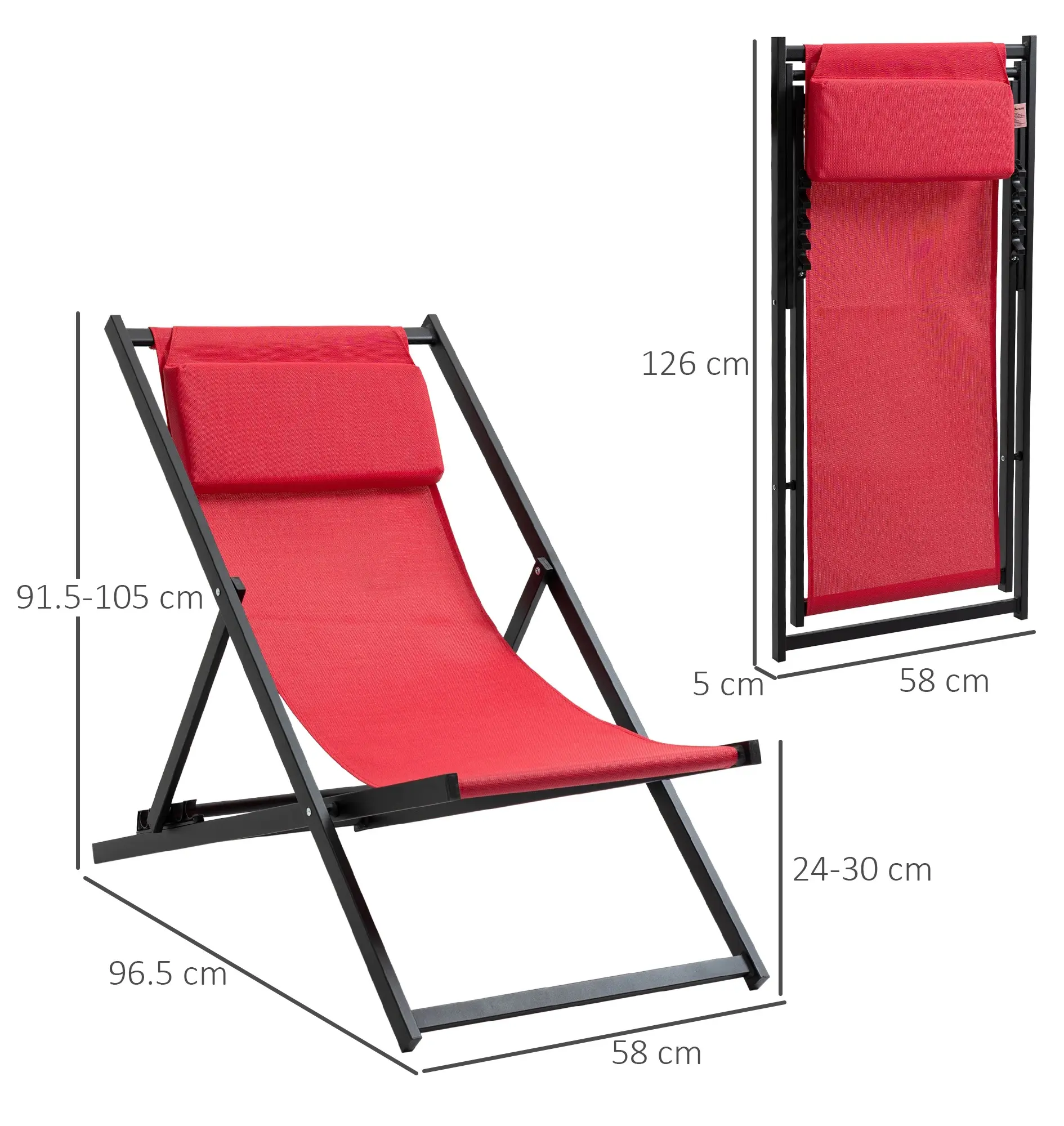 Комплект шезлонгов Outsunny 84B-342WR (Red) - 3