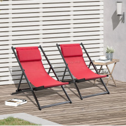 Set sezlonguri Outsunny 84B-342WR (Red)